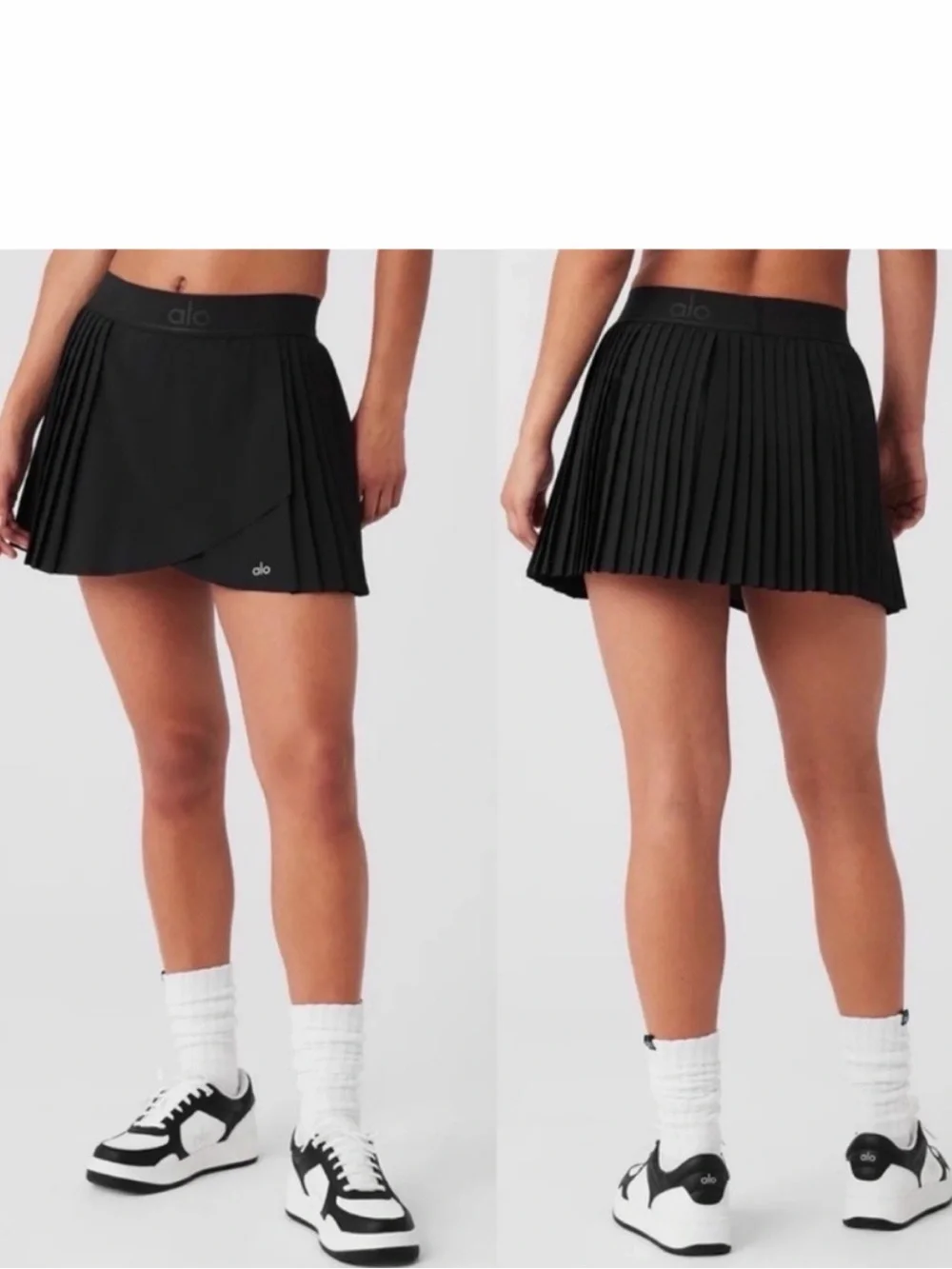 ALO Yoga Black Pleated Tennis Skort